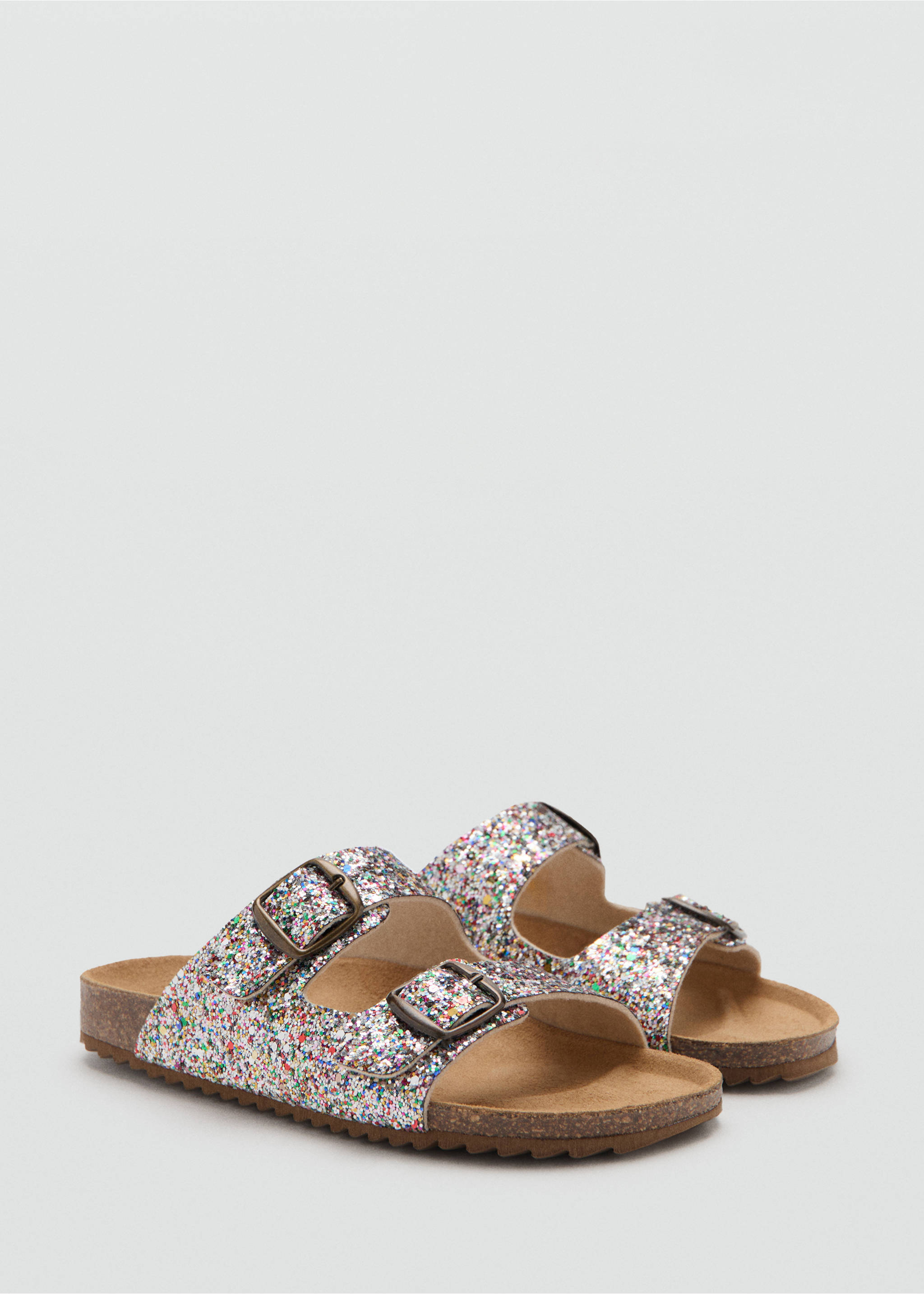 Leather sandals with sequins - Medium plane, Light/Pastel Purple. Ref: 27007902-00.