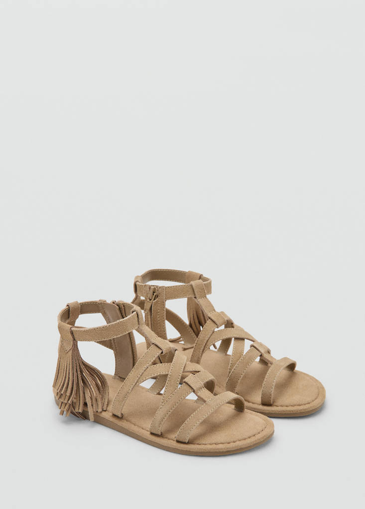Fringe leather sandals — Brown