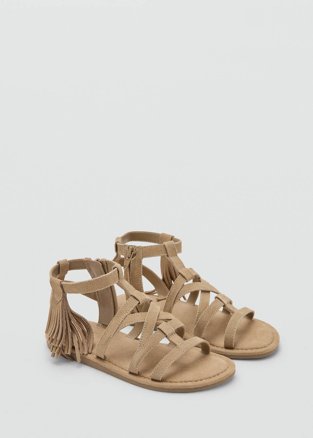 Fringe leather sandals — Brown