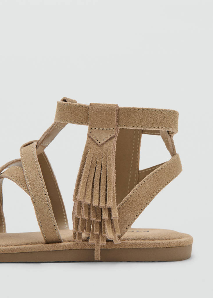 Fringe leather sandals — Brown