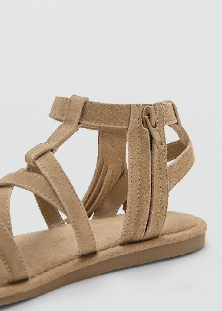 Fringe leather sandals — Brown