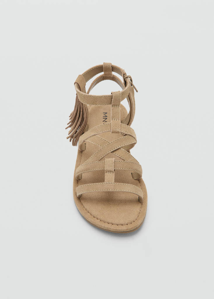 Fringe leather sandals — Brown