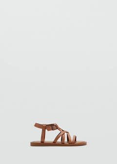 Cross-strap leather sandals — Leather 1