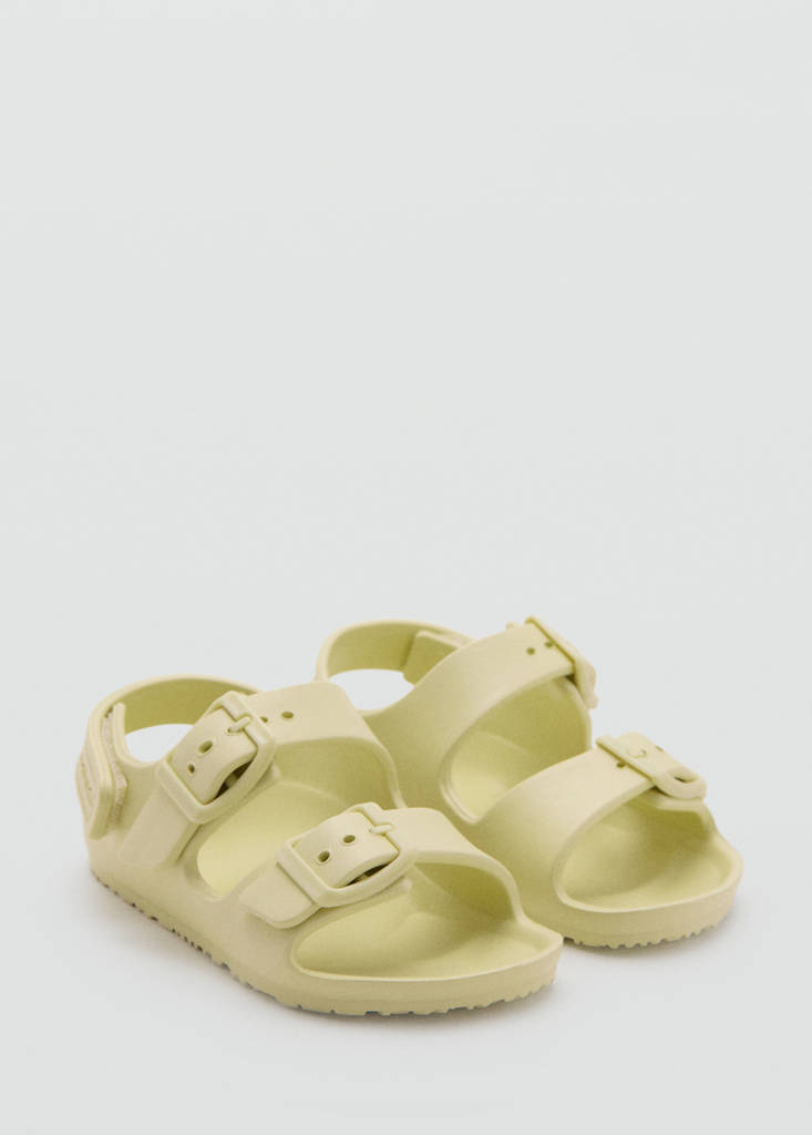 Rubberised buckle sandals — Mint Green
