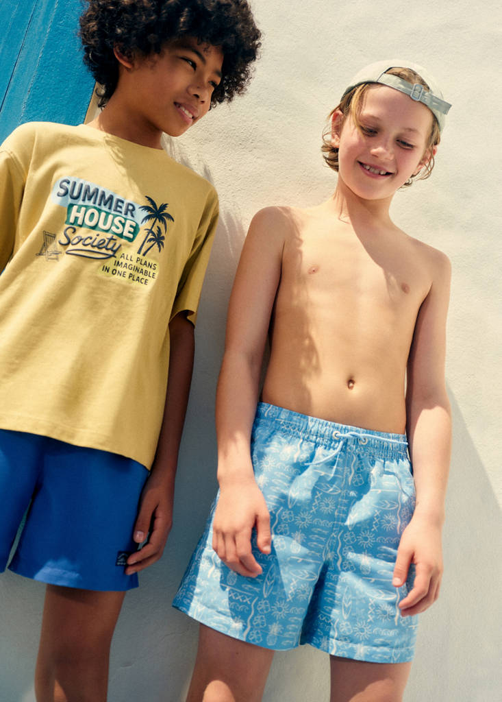 Gemusterte Badeshorts — Blau