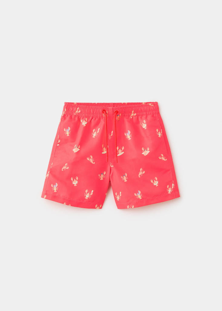 Lobster-print swimming costume — Coral Red