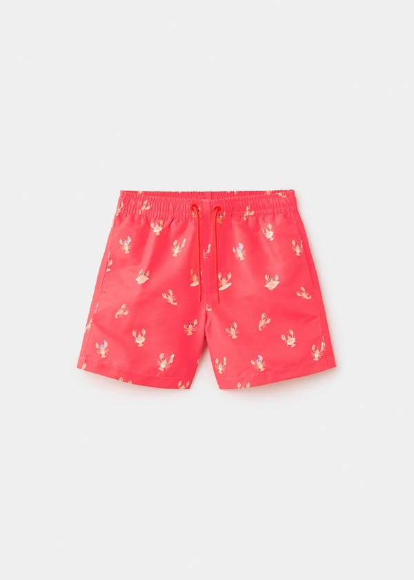 Lobster-print swimming costume — Coral Red