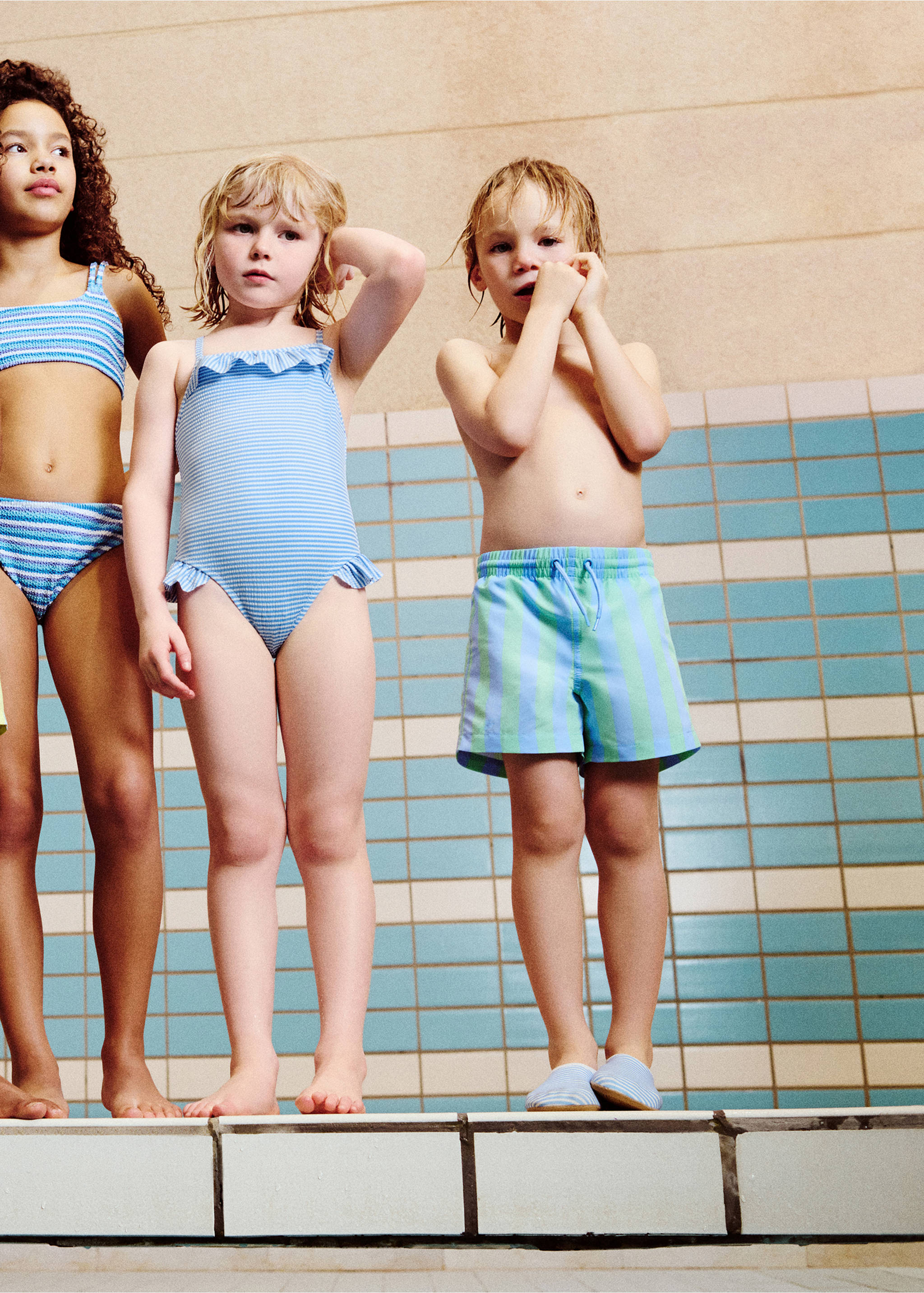 Striped swimsuit - General plane, Aqua Green. Ref: 27007915-00.