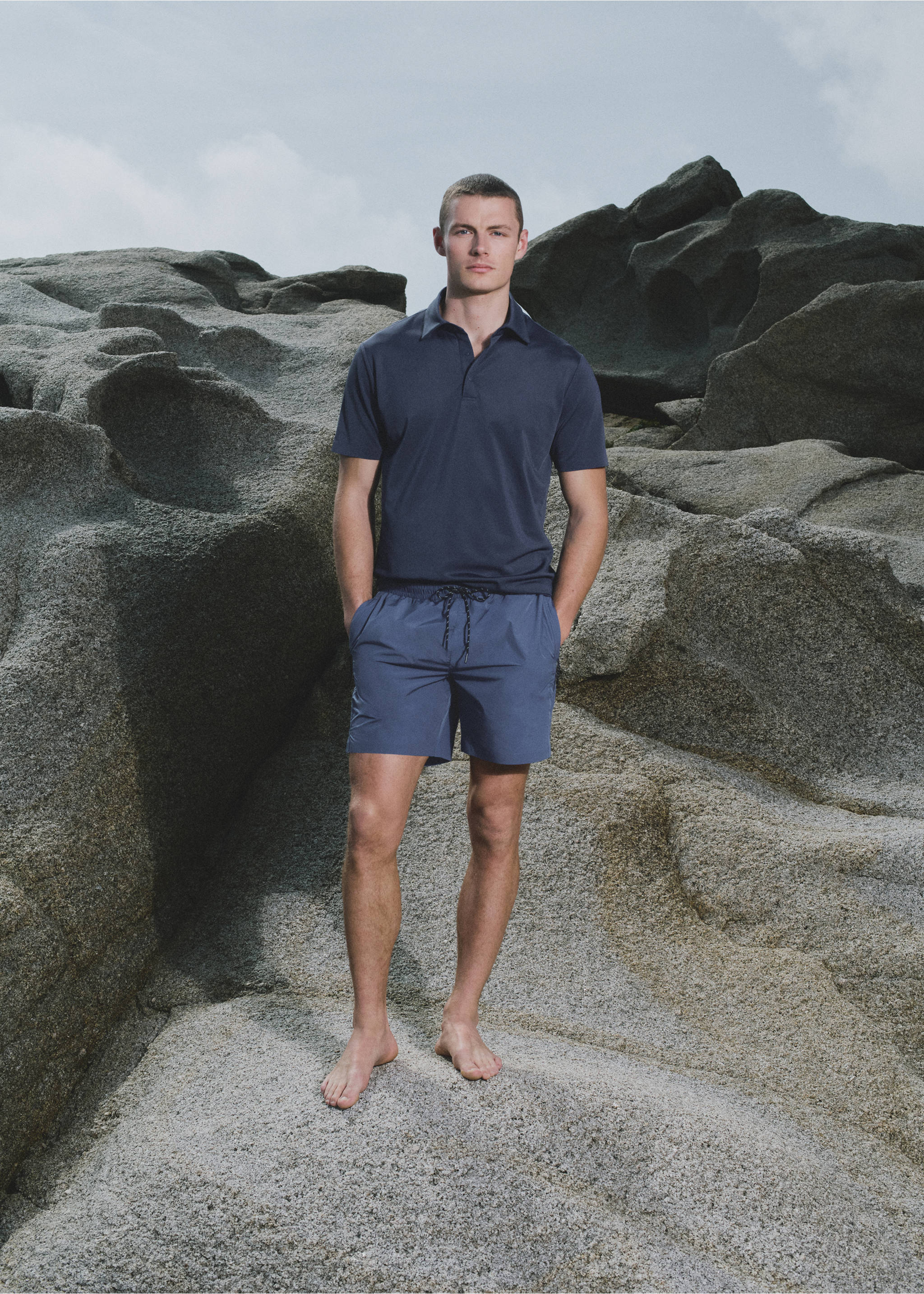 Swimsuit with zip pockets - Details of the article 5, China Blue. Ref: 27007916-00.