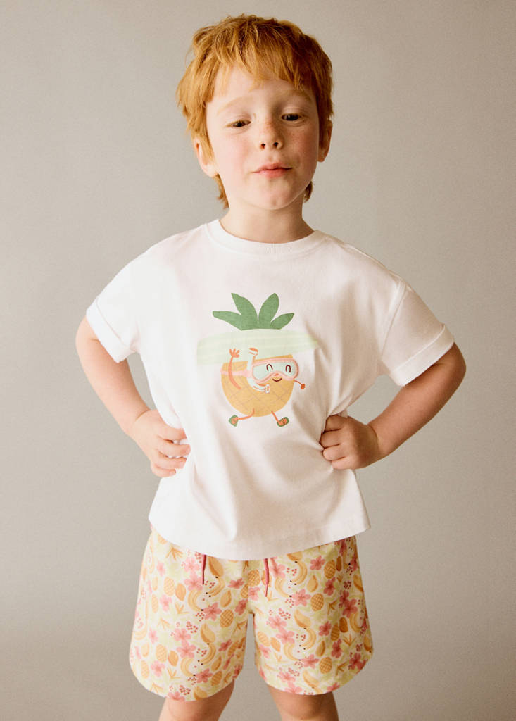 Pineapple printed cotton T-shirt — White