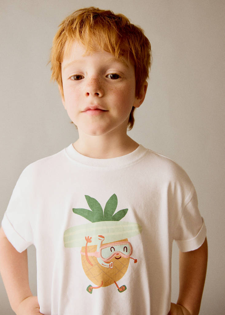 Pineapple printed cotton T-shirt — White