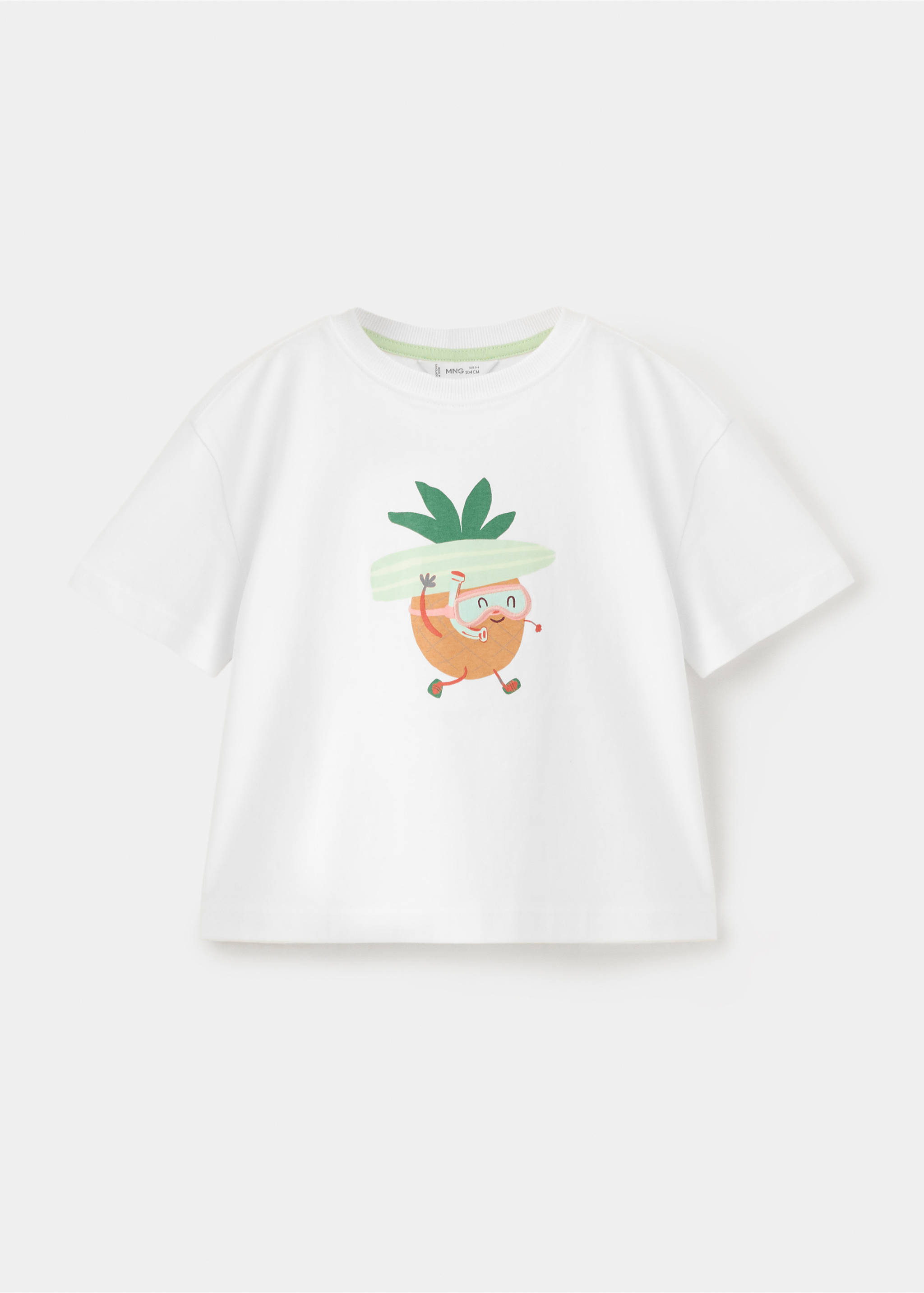 Pineapple printed cotton T-shirt - Article without model, White. Ref: 27007917-00.