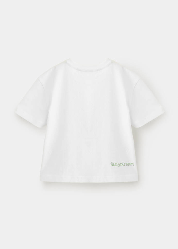 Pineapple printed cotton T-shirt — White
