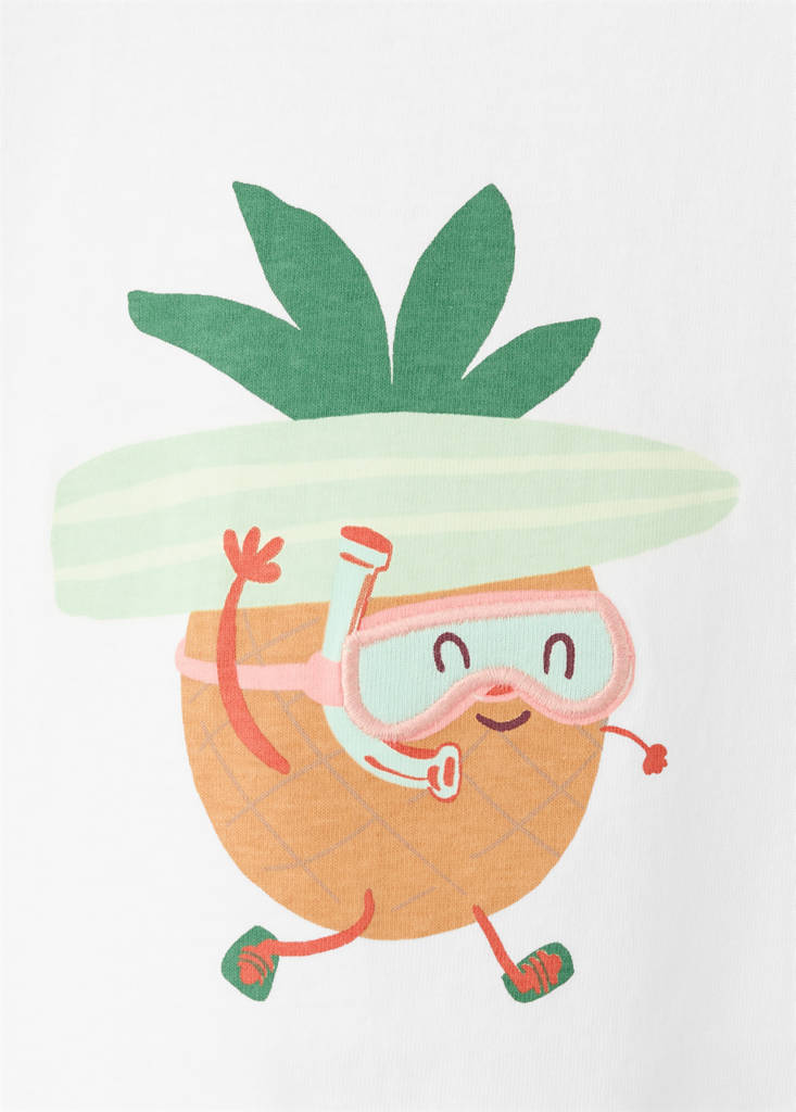 Pineapple printed cotton T-shirt — White
