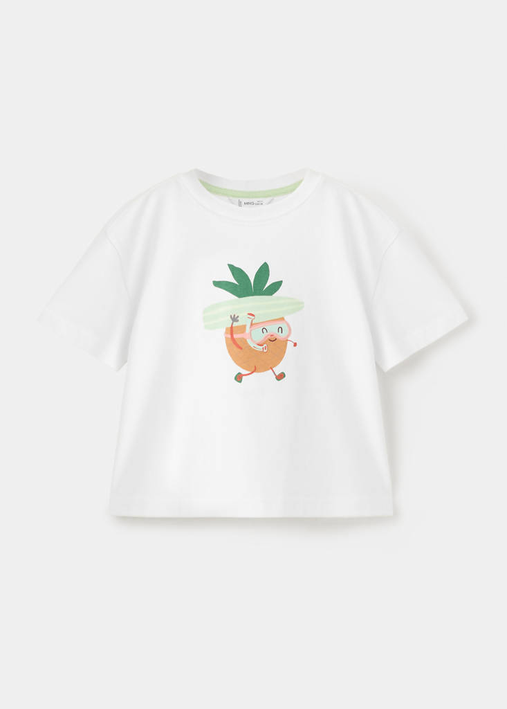 Pineapple printed cotton T-shirt — White