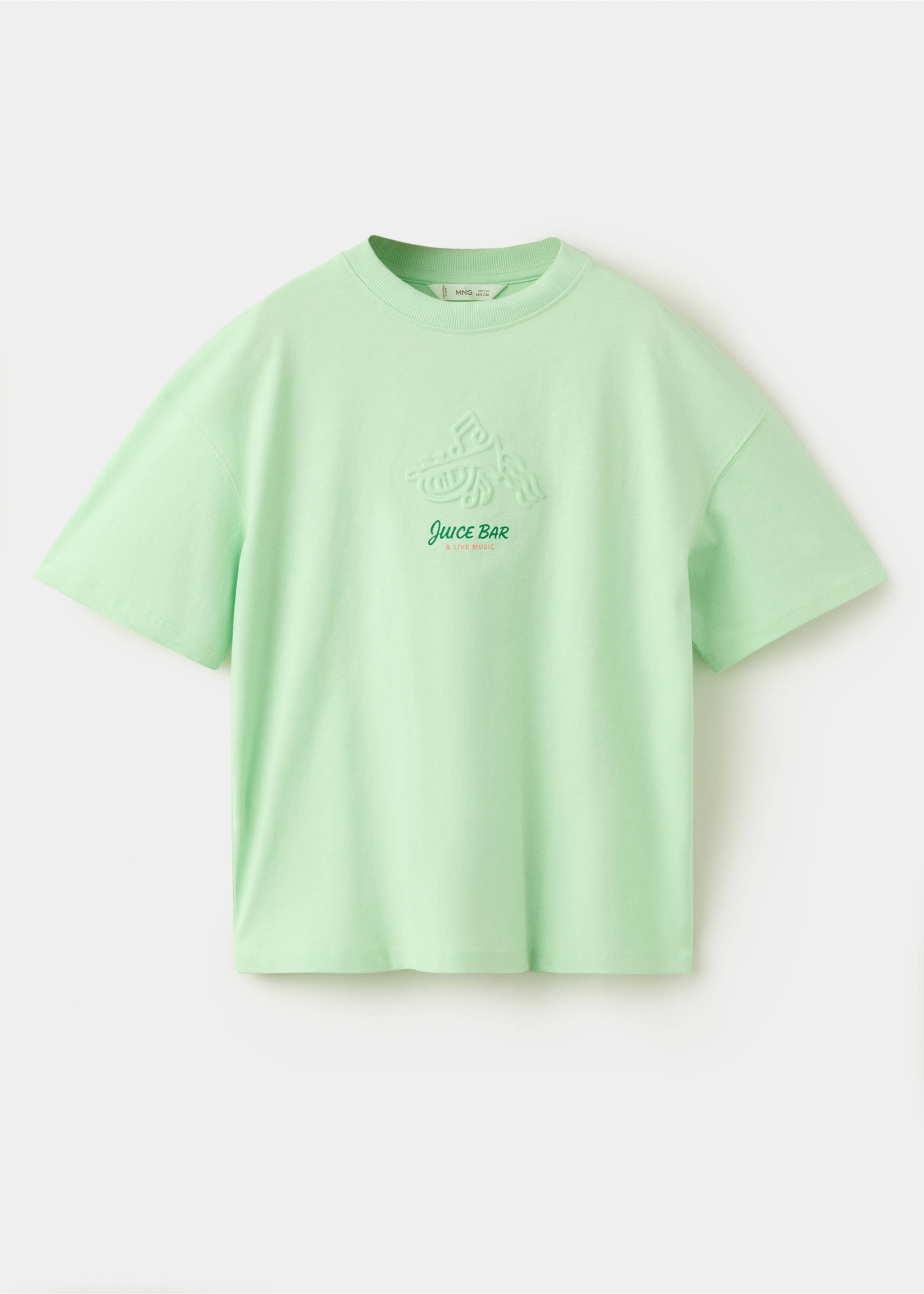 Printed cotton-blend t-shirt - Article without model, Pastel Green. Ref: 27007919-00.