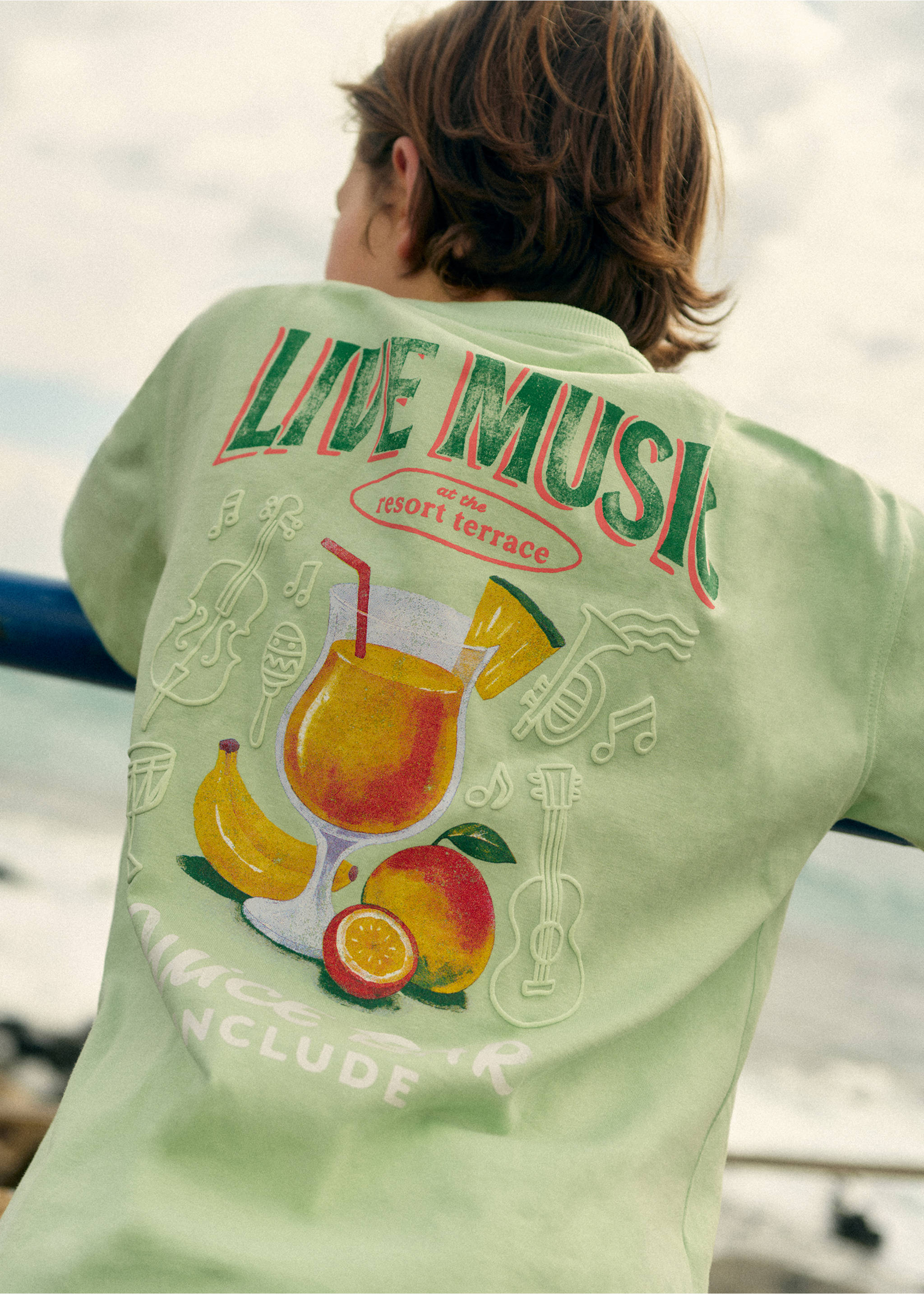 Printed cotton-blend t-shirt - General plane, Pastel Green. Ref: 27007919-00.