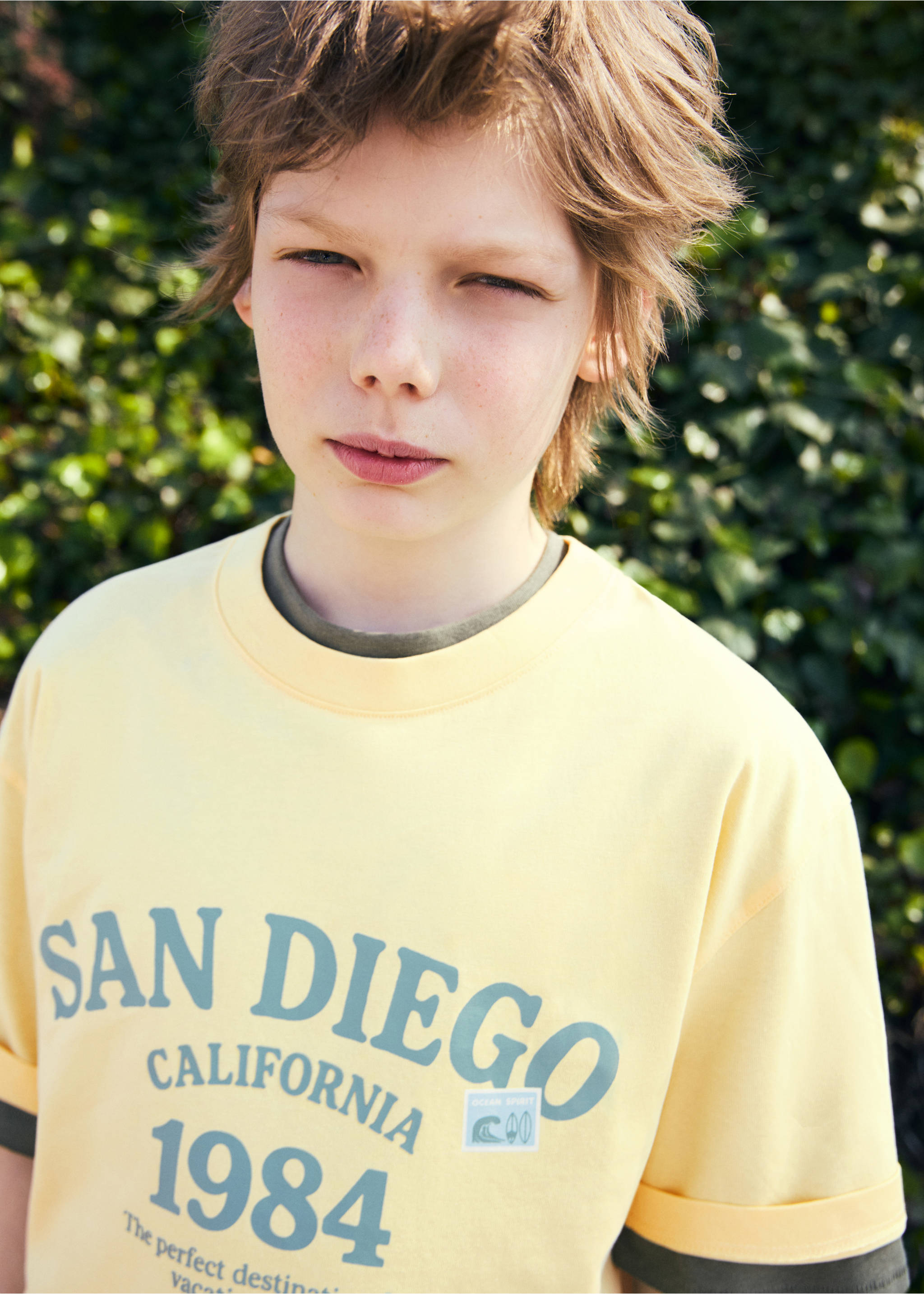 Printed cotton-blend t-shirt - Details of the article 1, Yellow. Ref: 27007920-00.