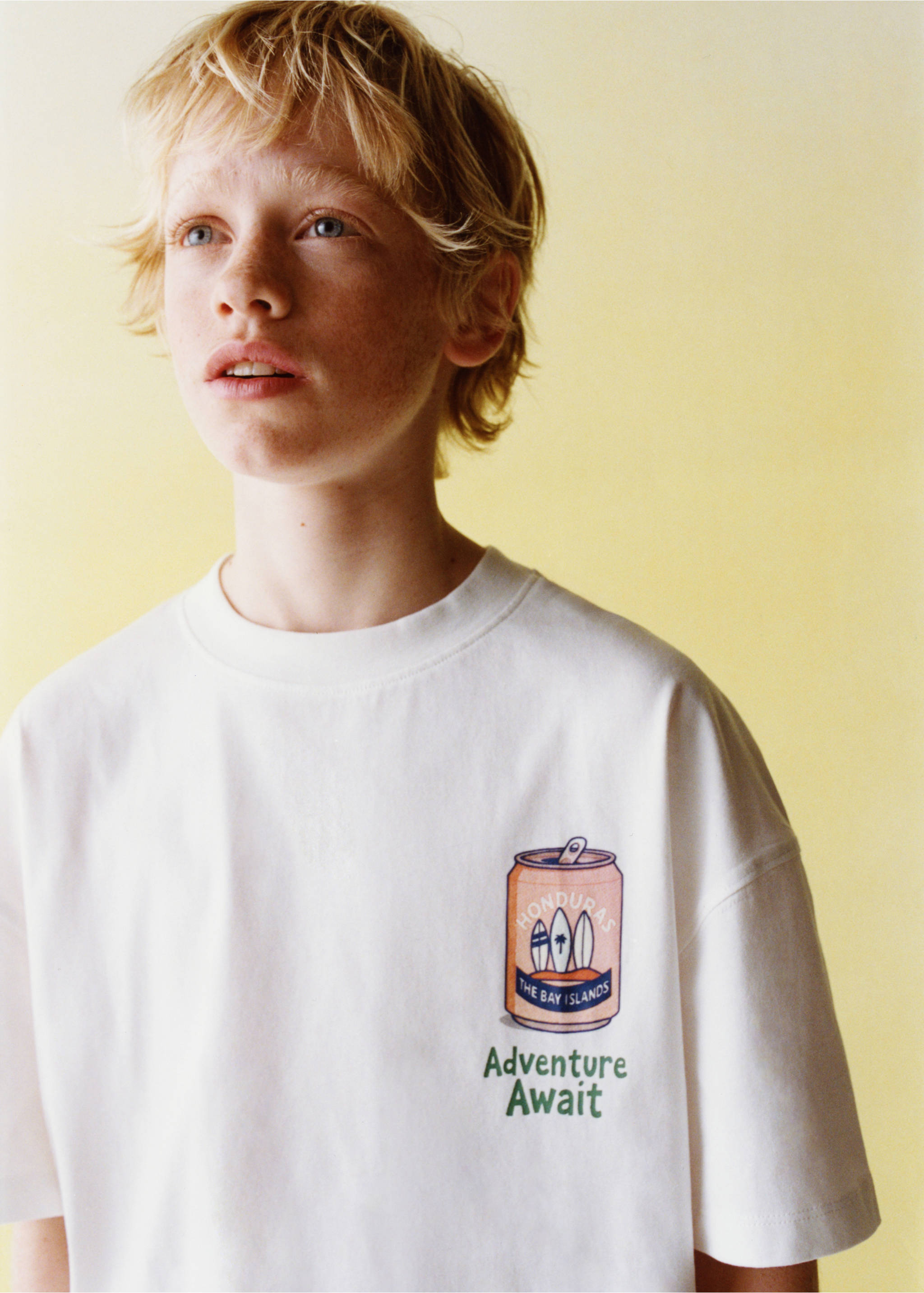 Printed cotton-blend t-shirt - Details of the article 5, Off White. Ref: 27007921-00.