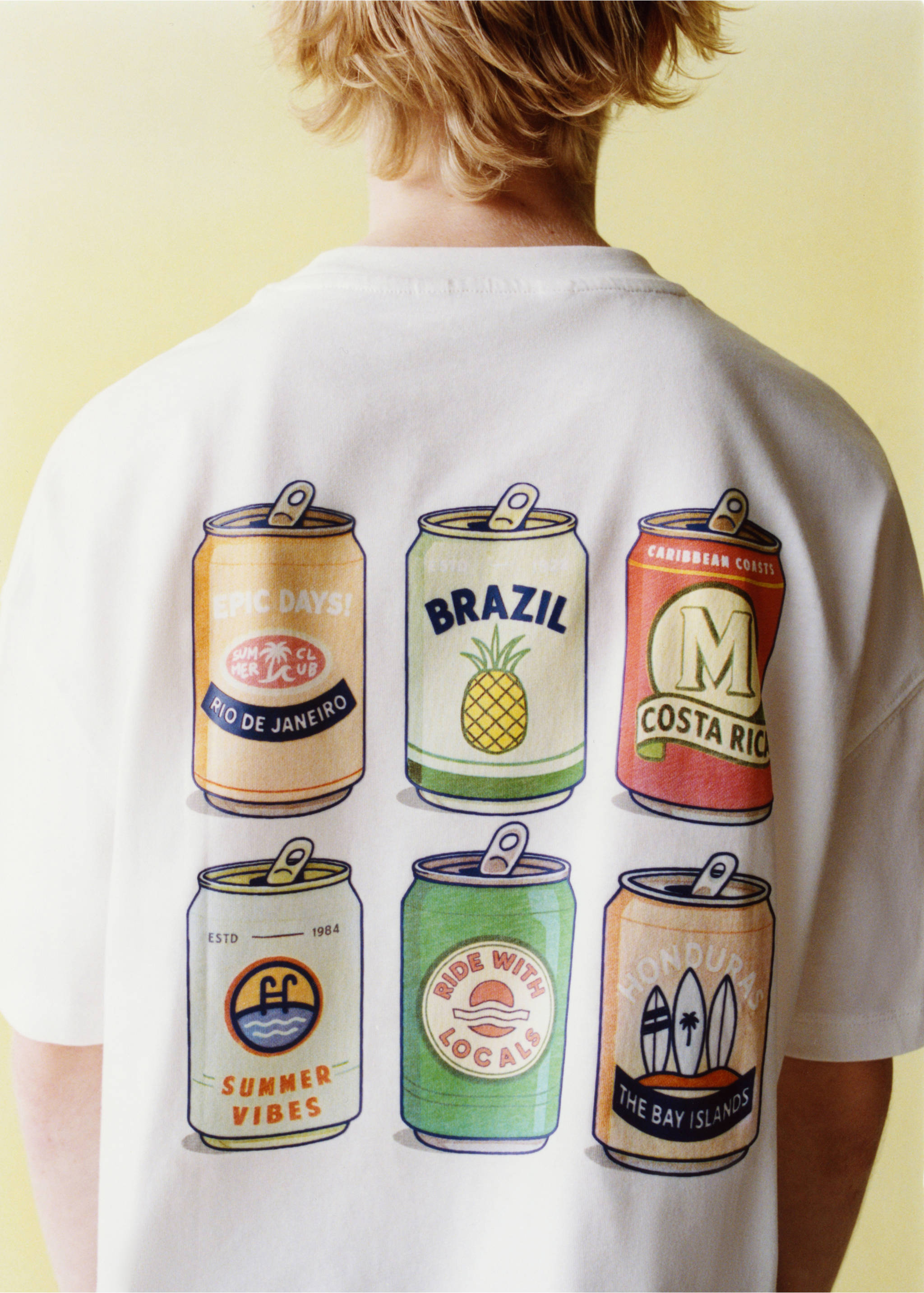 Printed cotton-blend t-shirt - Details of the article 6, Off White. Ref: 27007921-00.