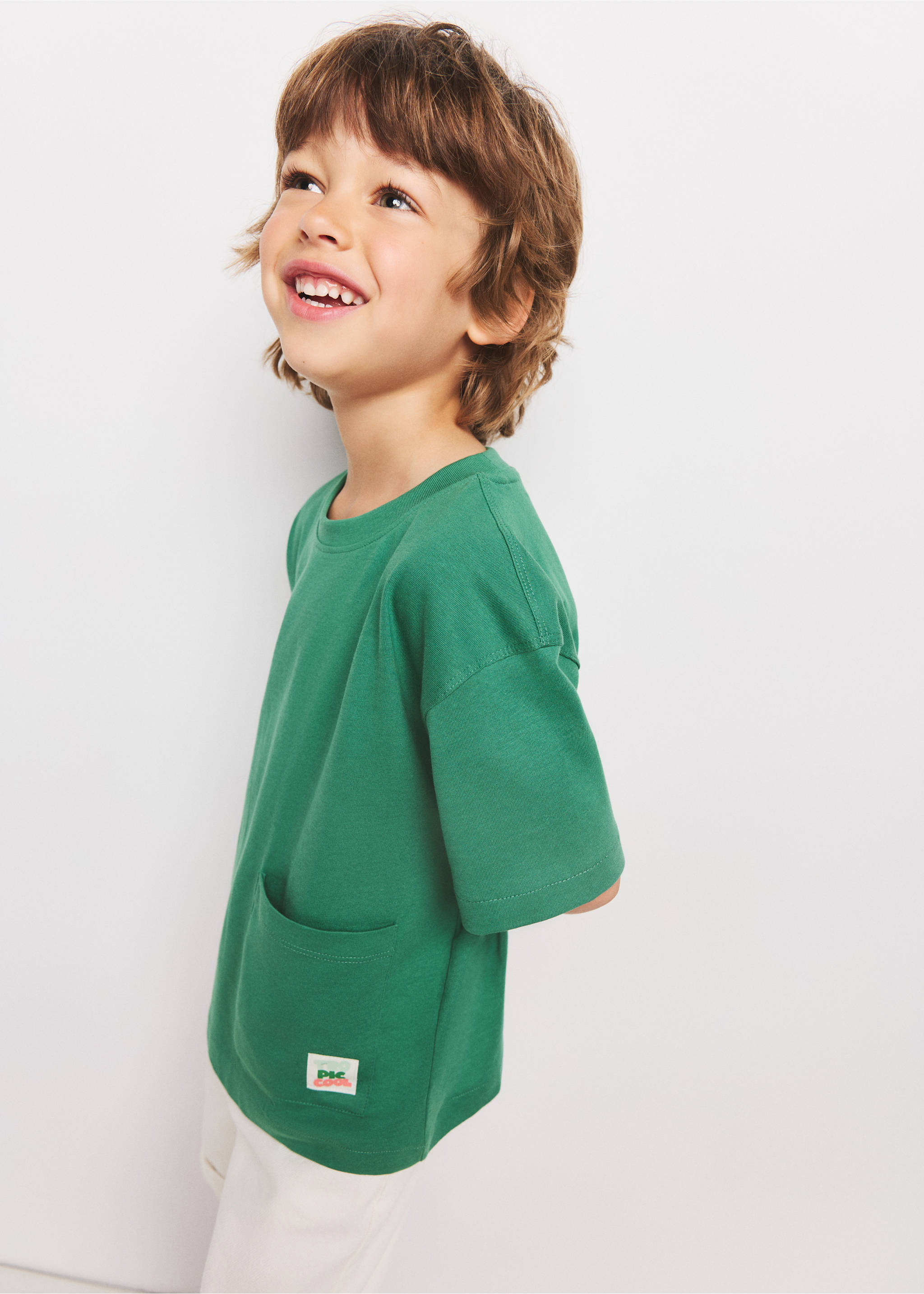 Cotton T-shirt with pocket detail - General plane, Green. Ref: 27007923-00.