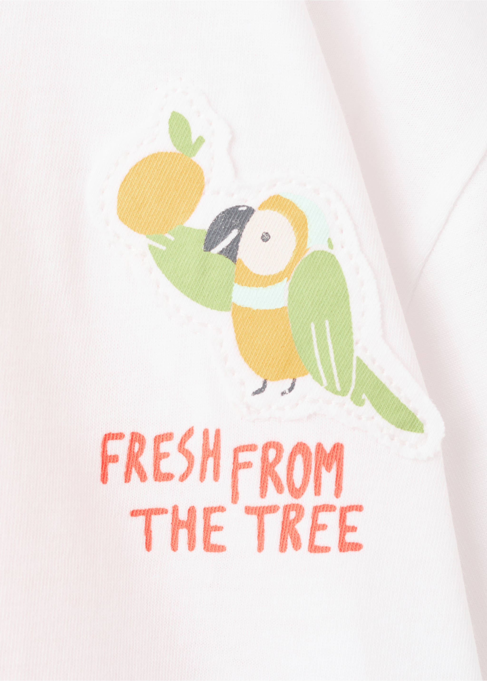 Embroidered detail cotton T-shirt - Details of the article 8, White. Ref: 27007927-00.