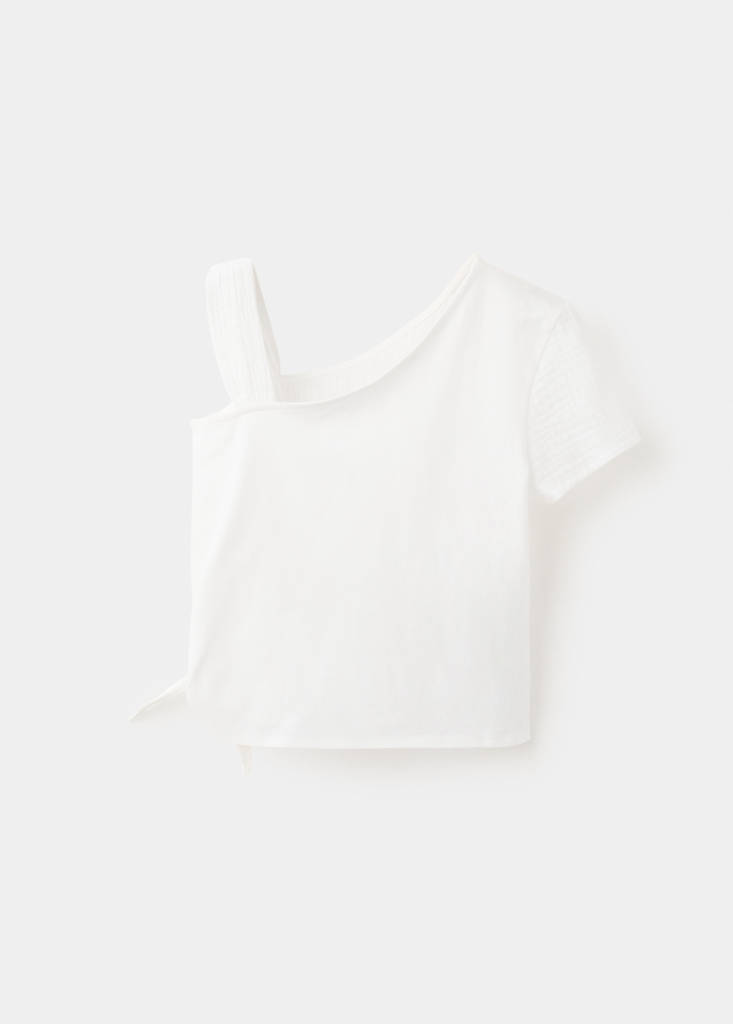 One-shoulder detail T-shirt — Off White