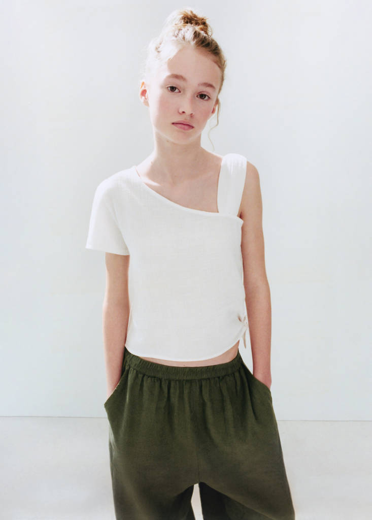 One-shoulder detail T-shirt — Off White