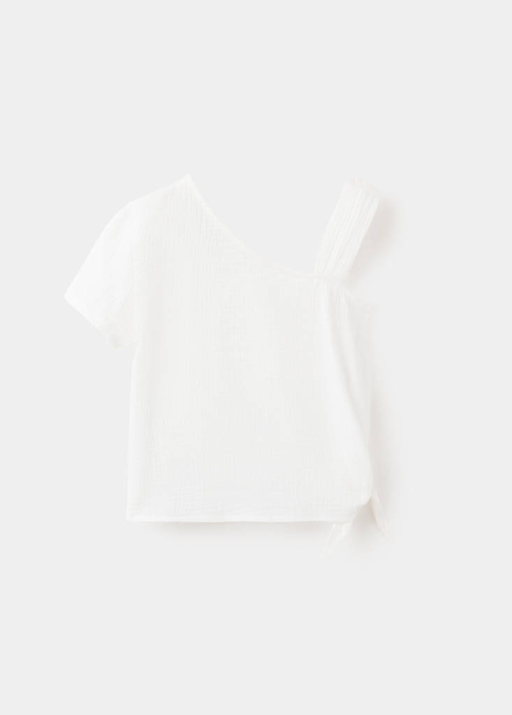 One-shoulder detail T-shirt — Off White
