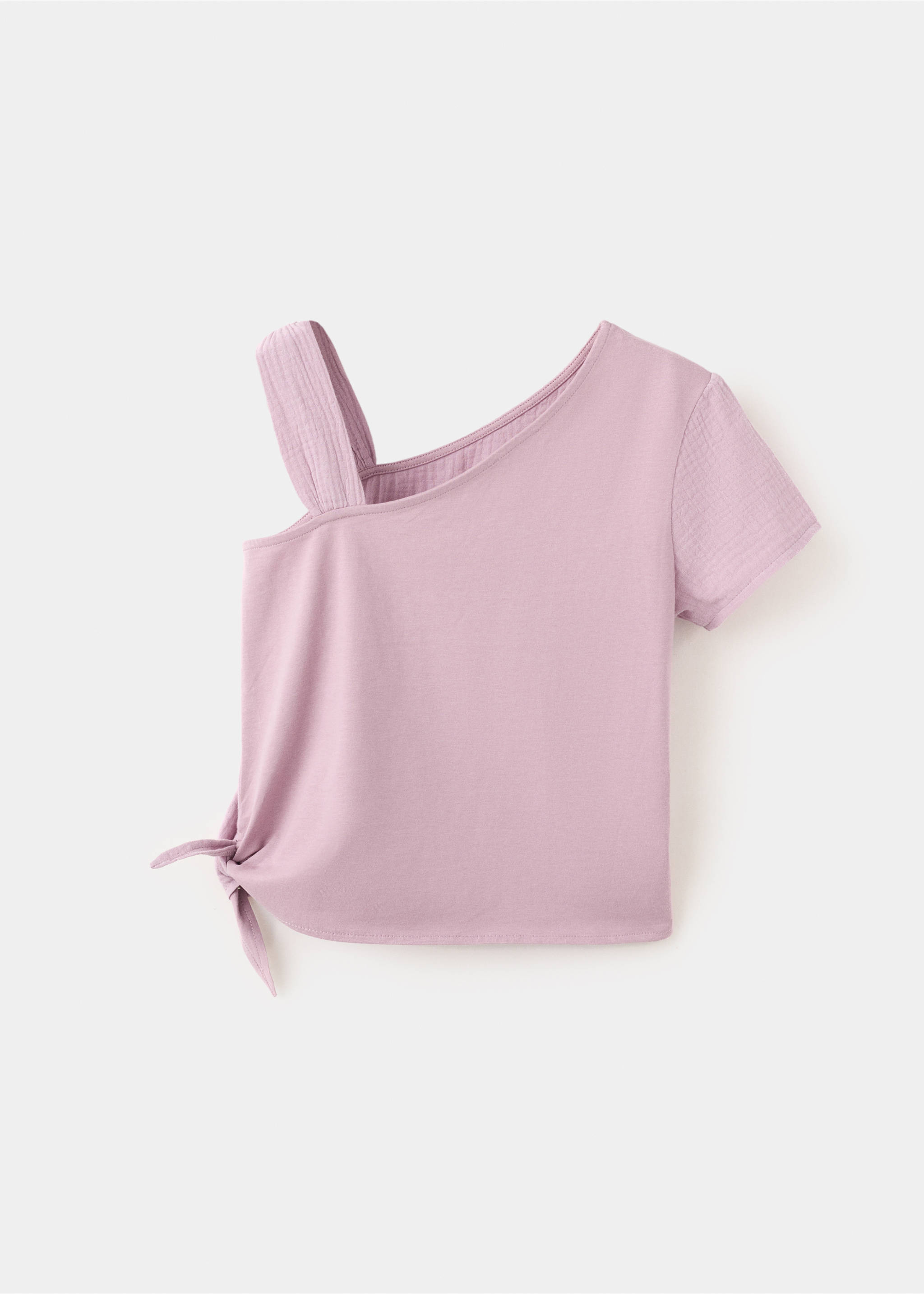 One-shoulder detail T-shirt - Reverse of the article, Lilac. Ref: 27007930-00.