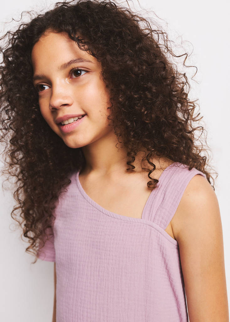 One-shoulder detail T-shirt — Lilac