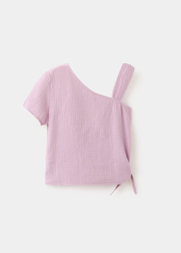 One-shoulder detail T-shirt — Lilac