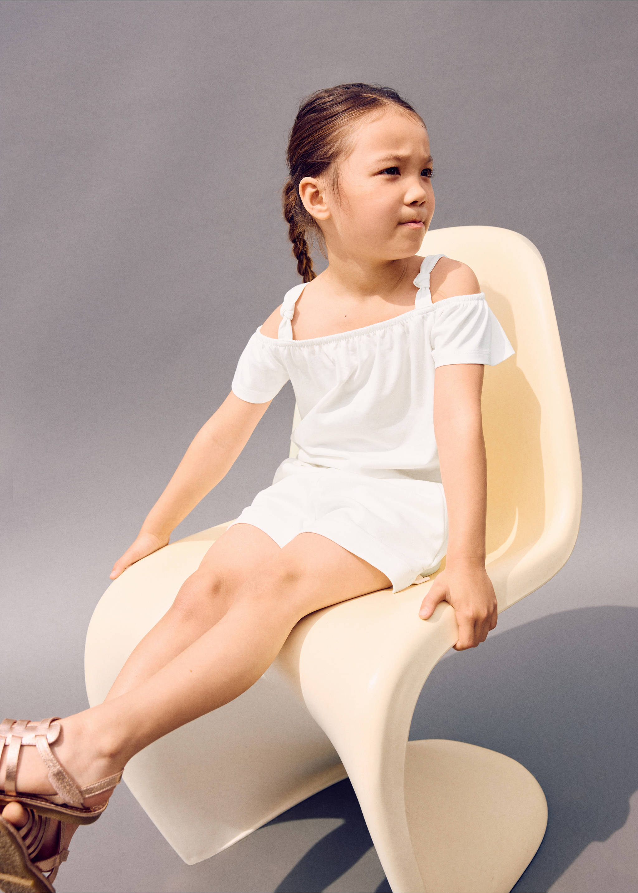 Off-the-shoulder cotton T-shirt - General plane, Off White. Ref: 27007931-00.