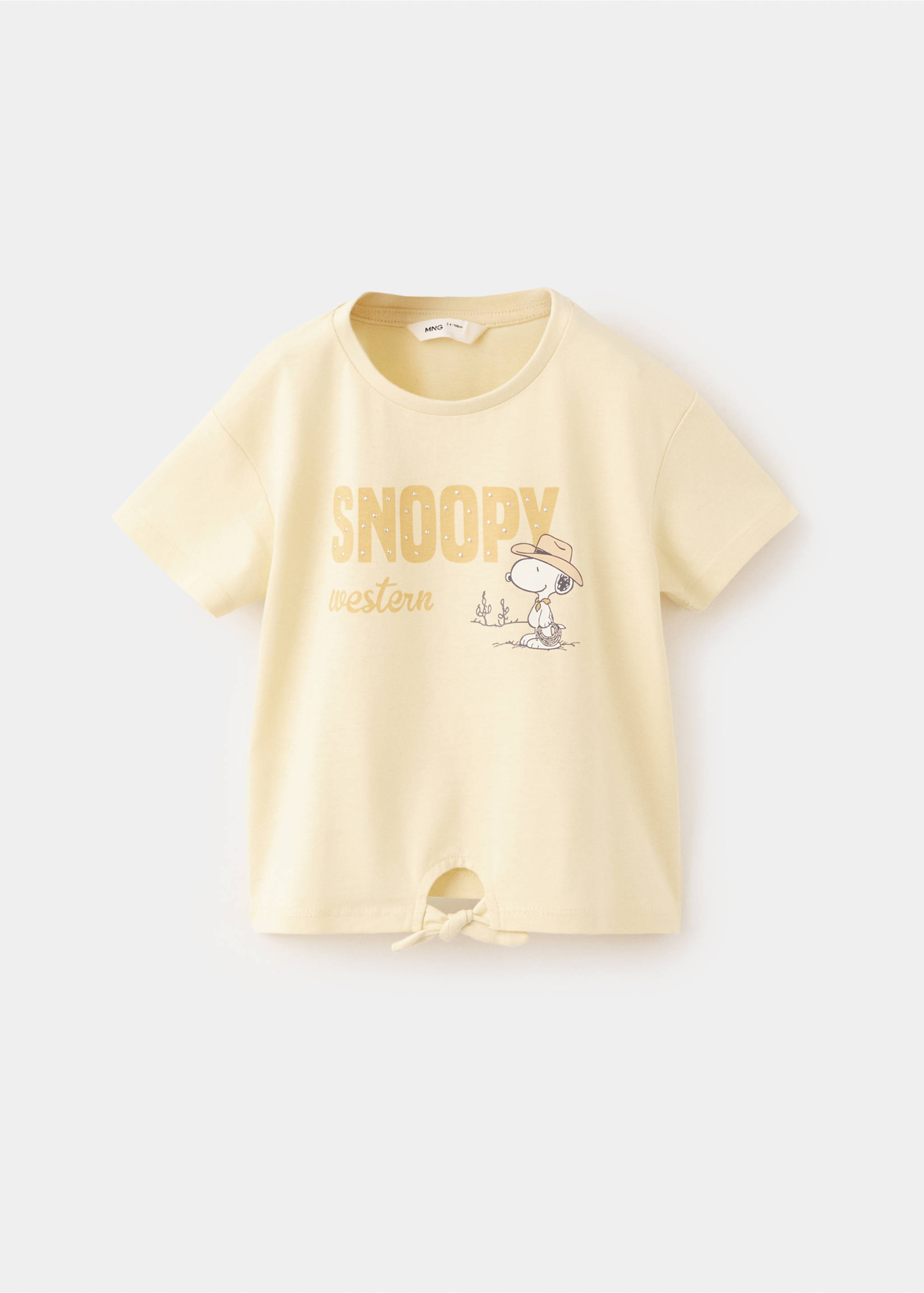 T-shirt Snoopy nœud - Article sans modèle, Jaune pastel. Ref: 27007933-00.