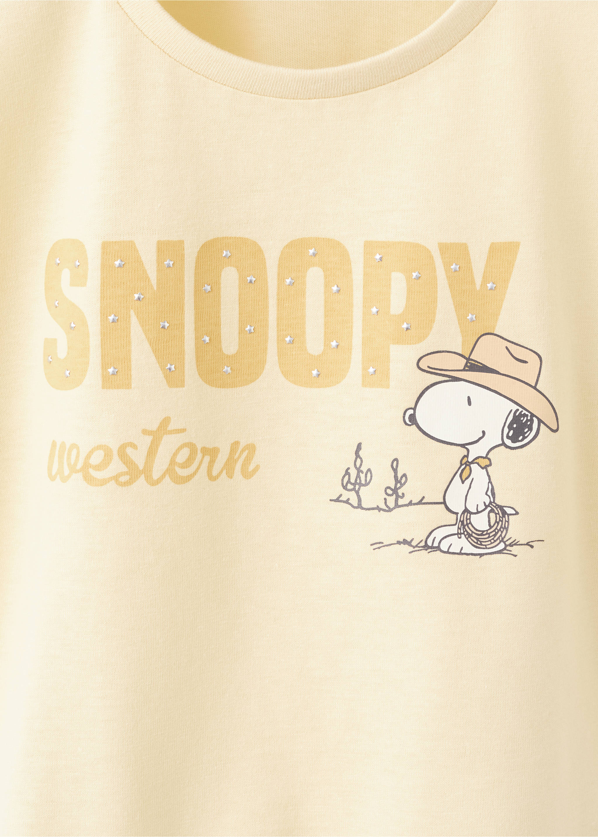 Snoopy t-shirt with bow - Details of the article 8, Pastel Yellow. Ref: 27007933-00.