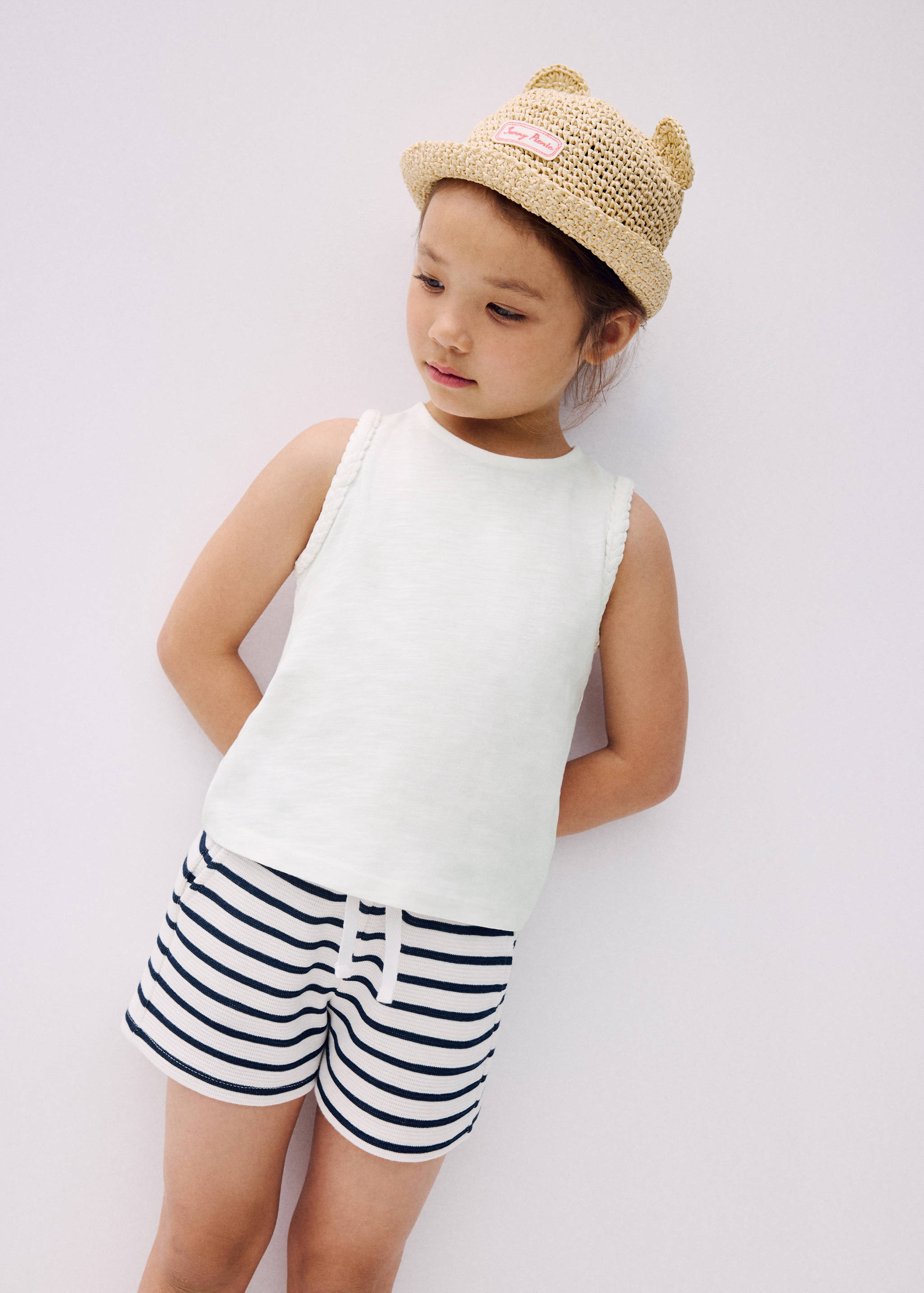Baumwoll-T-Shirt mit geflochtenen Details - Allgemeine Ansicht