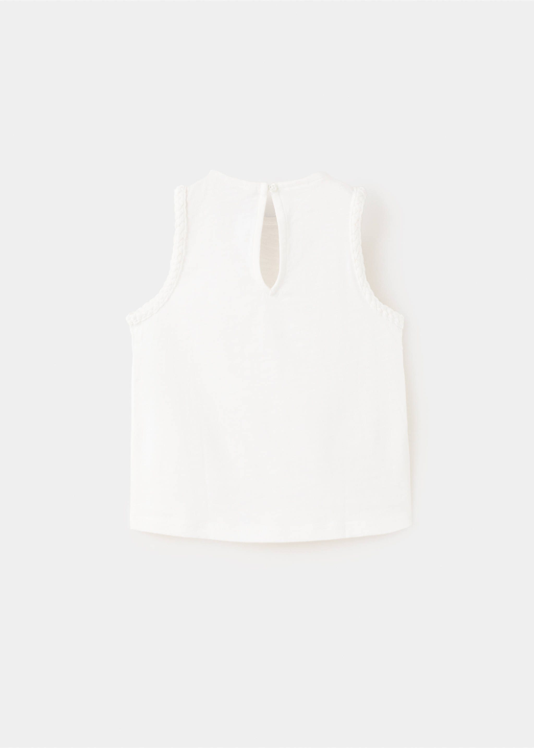 Cotton T-shirt with braided details - Reverse of the article, Off White. Ref: 27007934-00.