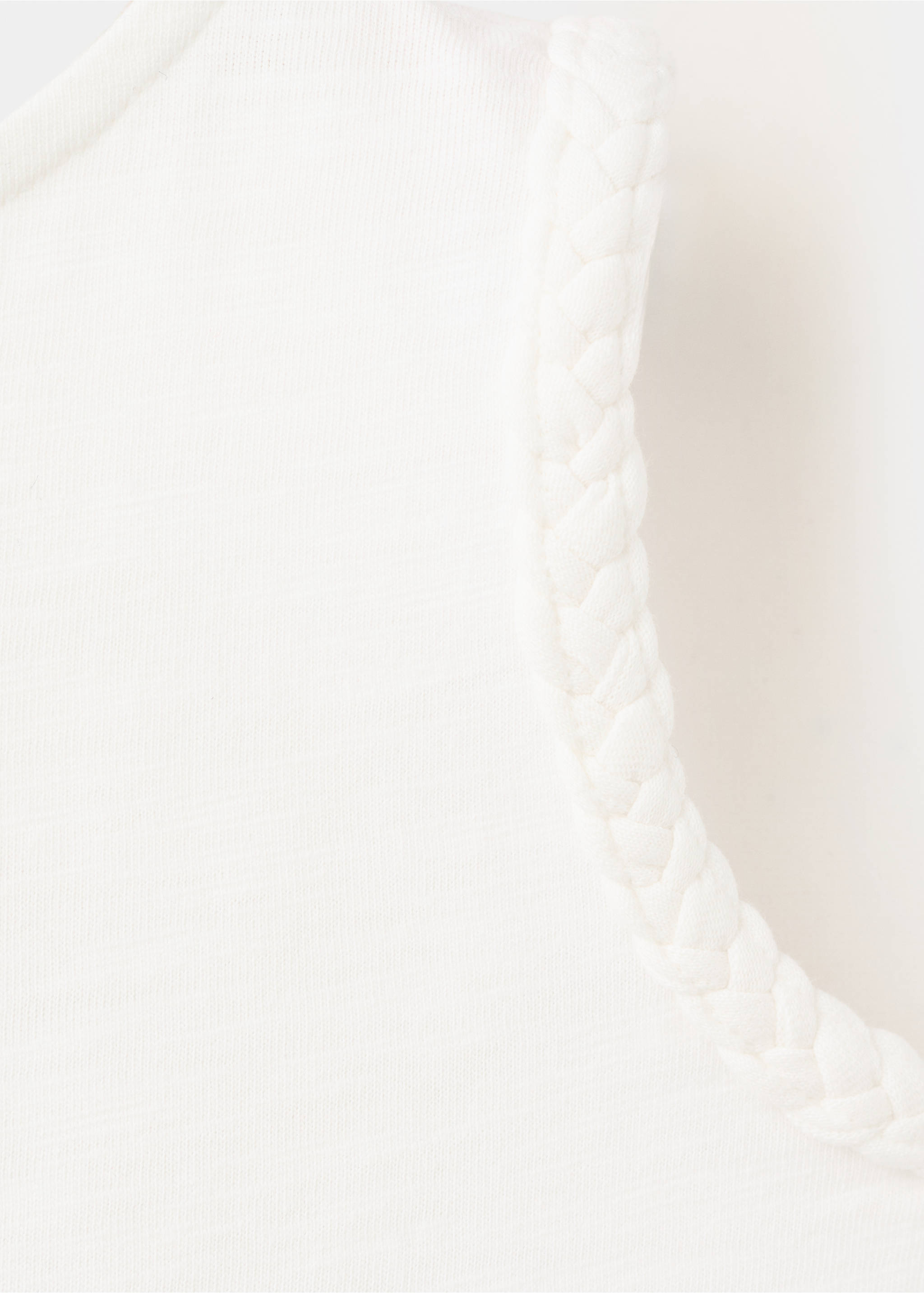 Cotton T-shirt with braided details - Details of the article 8, Off White. Ref: 27007934-00.
