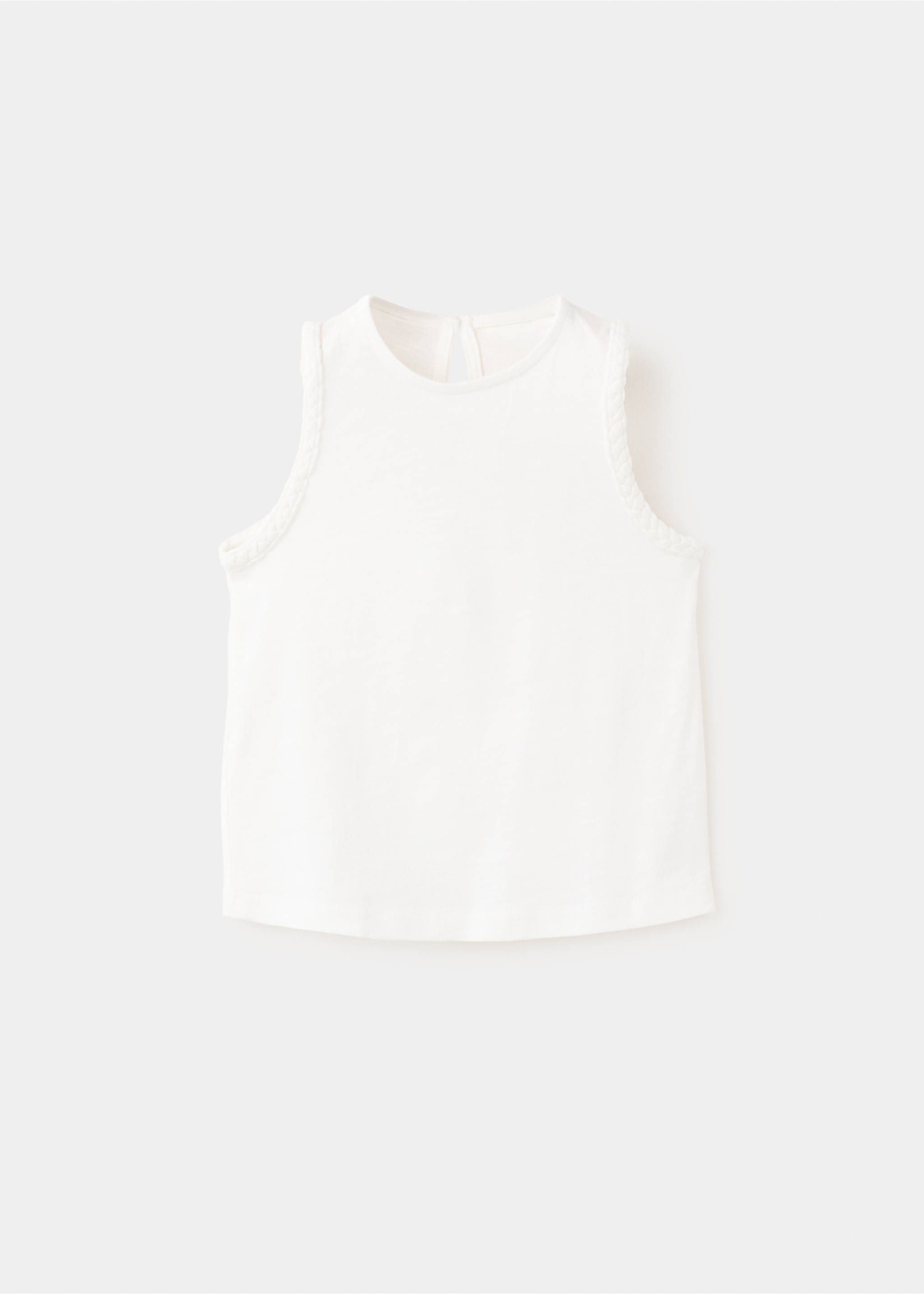 Cotton T-shirt with braided details - Article without model, Off White. Ref: 27007934-00.