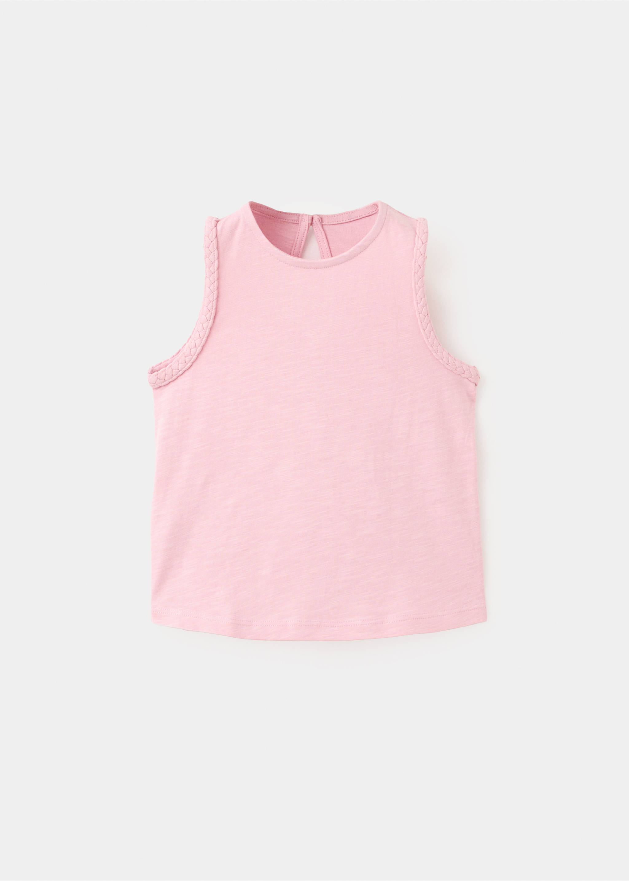 Cotton T-shirt with braided details - Article without model, Pink. Ref: 27007934-00.