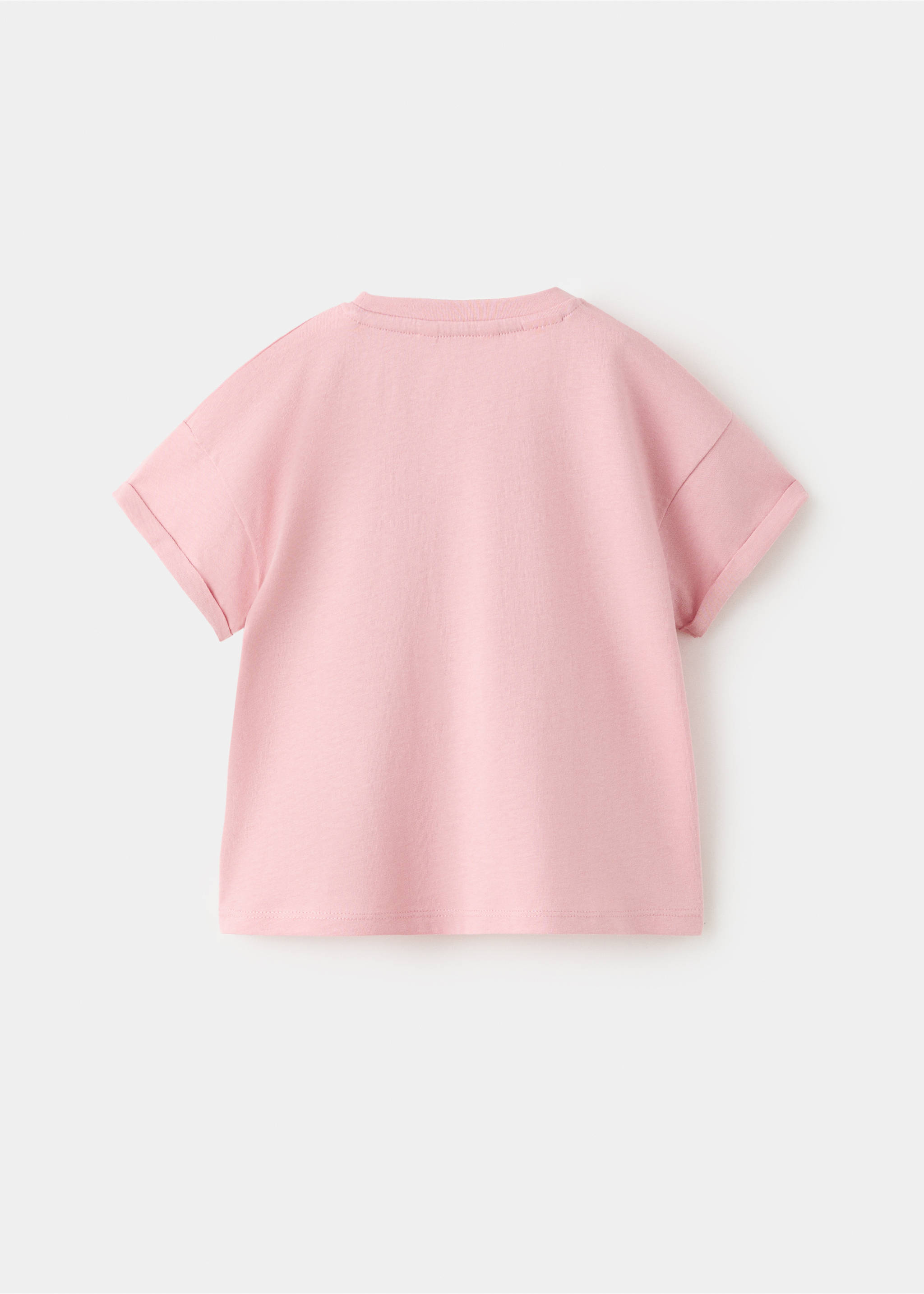 T-shirt with embroidered detail - Reverse of the article, Pink. Ref: 27007937-00.