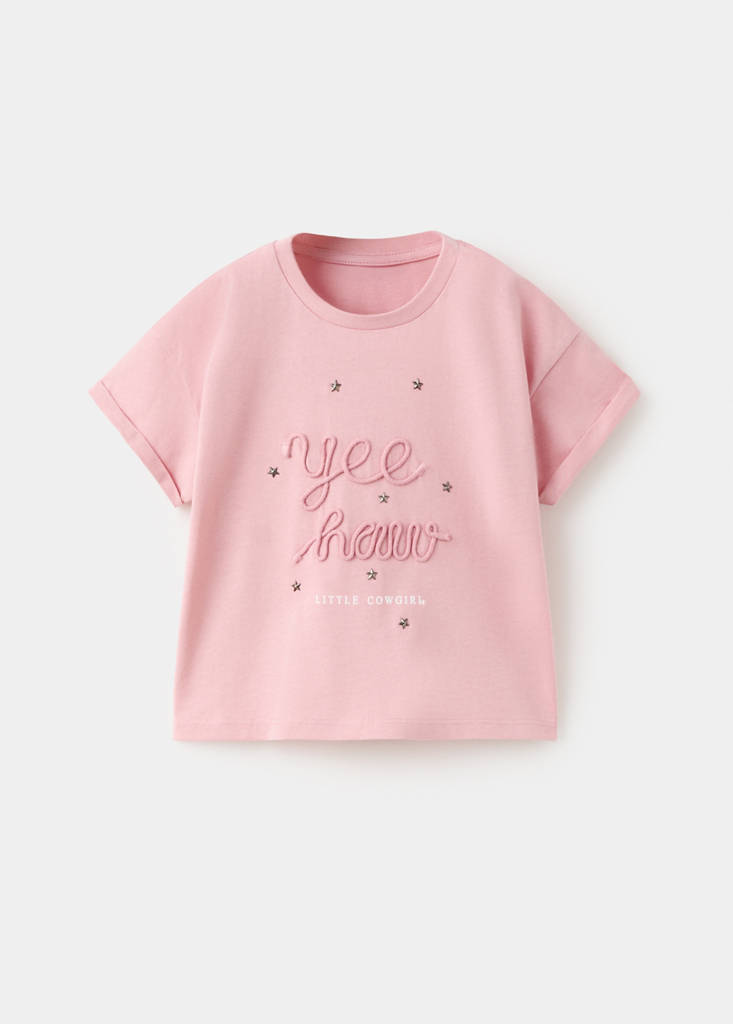 T-shirt with embroidered detail — Pink