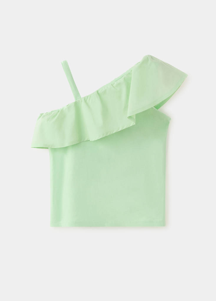Off-the-shoulder frill top — Lime