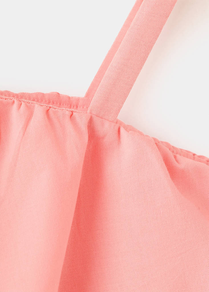 Off-the-shoulder frill top — Coral Red