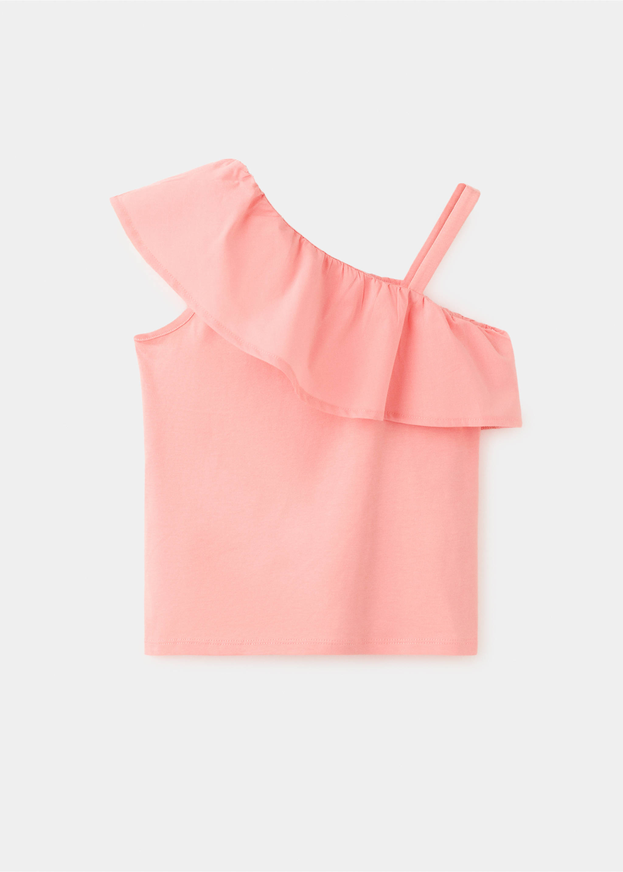 Off-the-shoulder frill top - Article without model, Coral Red. Ref: 27007938-00.