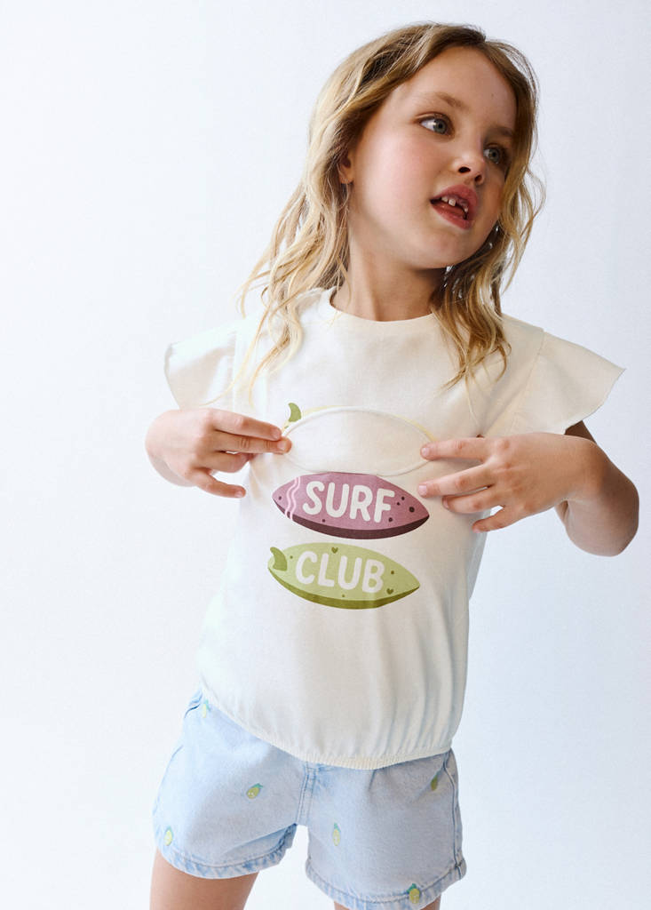 Ruffled printed t-shirt — Off White