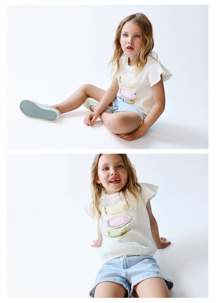 Ruffled printed t-shirt — Off White
