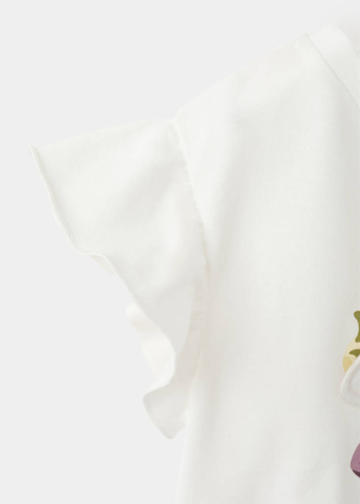 Ruffled printed t-shirt — Off White