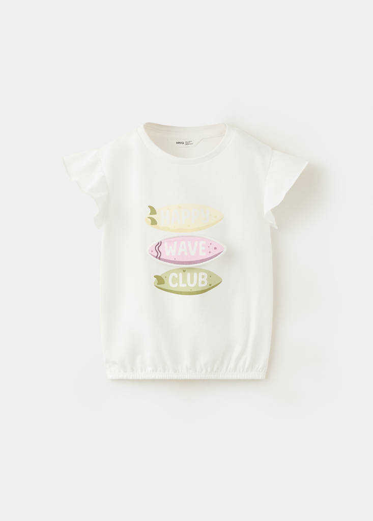 Ruffled printed t-shirt — Off White