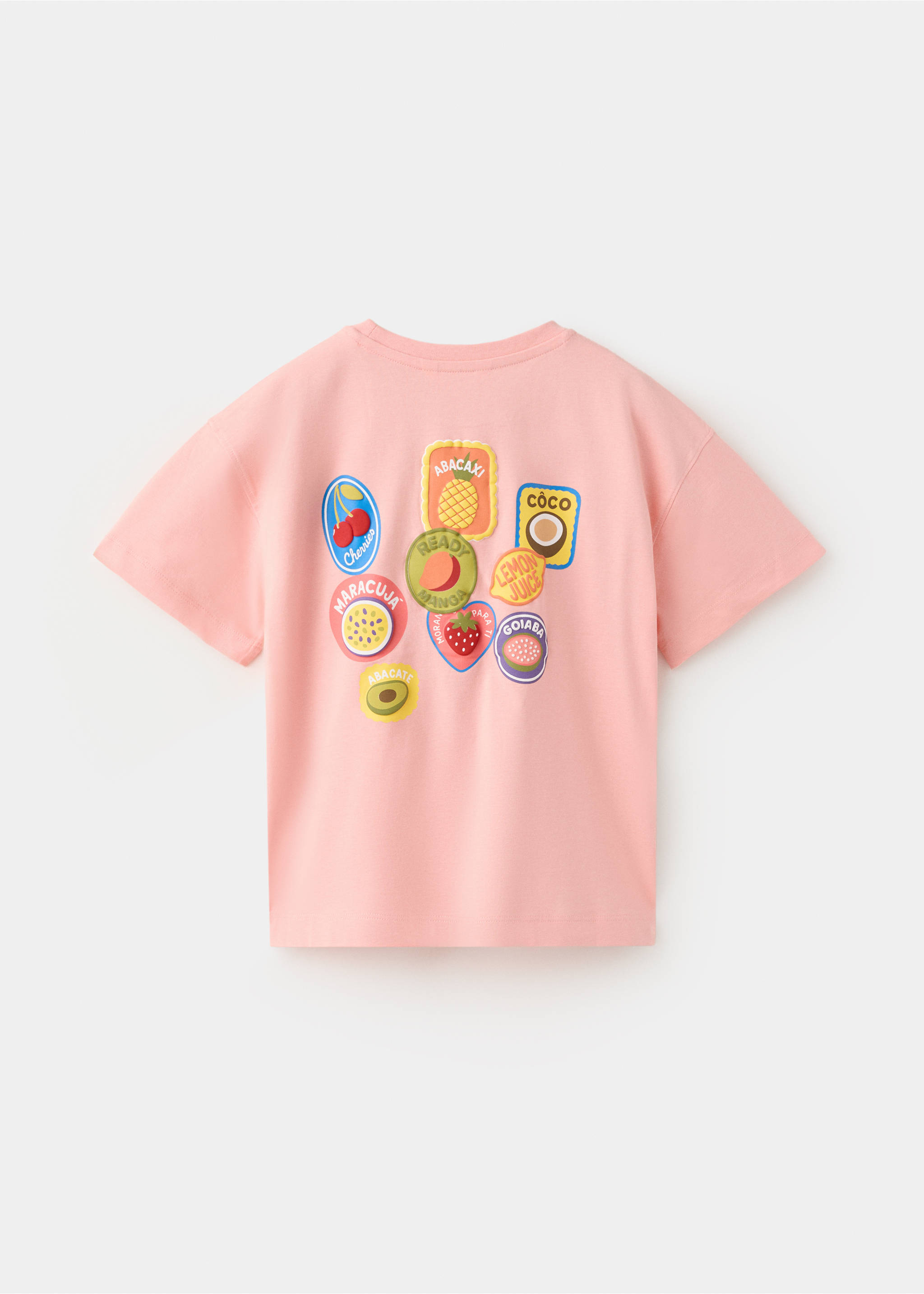 T-shirt imprimé fruits - Verso de l’article, Orange pastel. Ref: 27007940-00.